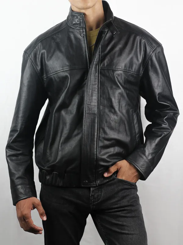 Men's Black Oversized Leather Jacket 2025