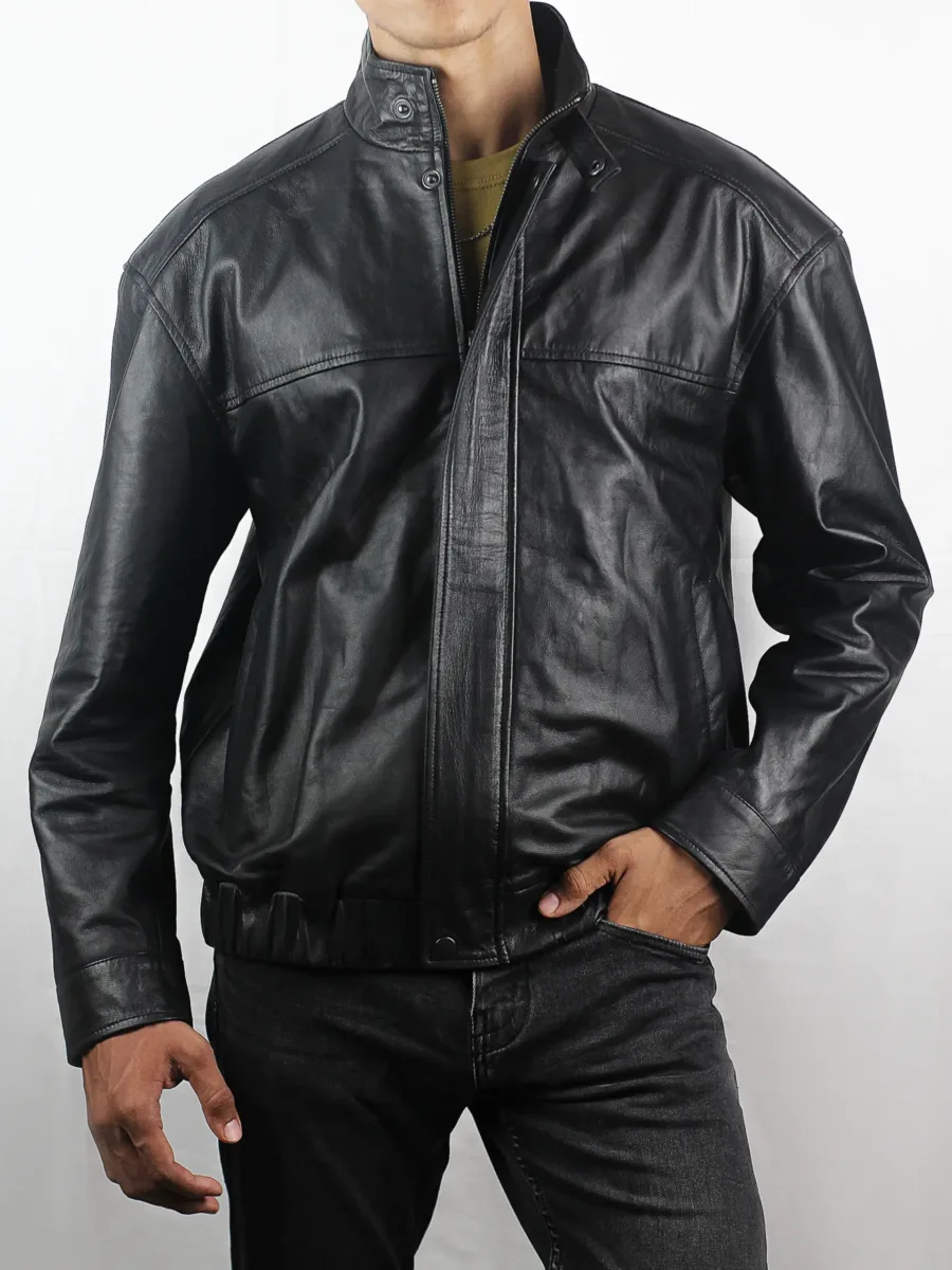 Men's Black Oversized Leather Jacket 2025