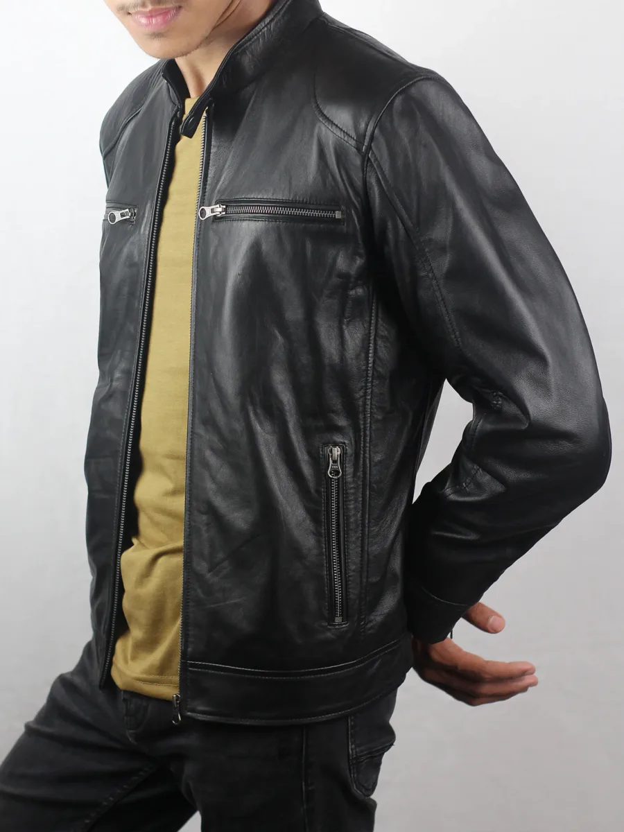 Men’s Cafe Racer Black Leather Jacket