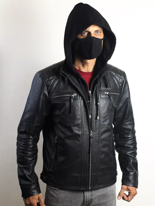 Men’s Hooded Diamond Classic Biker Jacket