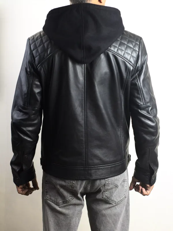Men’s Hooded Leather Jacket