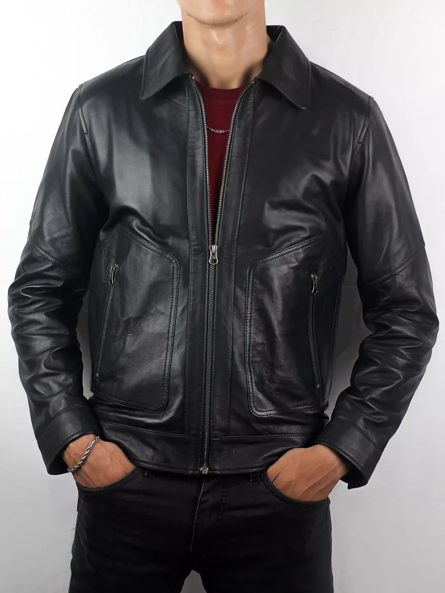 Polo Collar Leather For Men