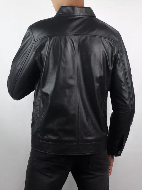 Shirt Collar Leather Jacket