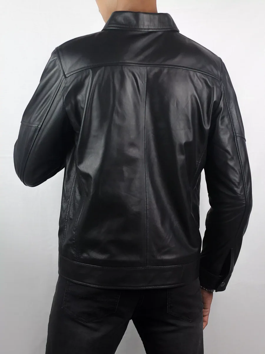 Shirt Collar Leather Jacket